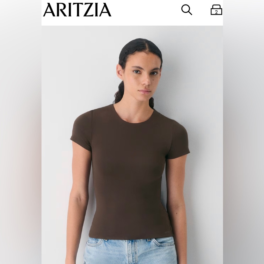 Aritzia Brown Short Sleeve Tee